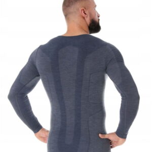 Koszulka męska z długim rękawem termoaktywna BRUBECK MERINO COMFORT WOOL grafitowy - obrazek 3