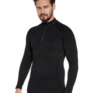 Bluza męska Brubeck EXTREME MERINO Bielizna termoaktywna Wełna Merynosa czarny - obrazek 3
