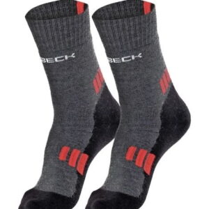 Skarpety męskie termoaktywne merino BRUBECK TREKKING LIGHT grafitowo/czerwone - obrazek 1